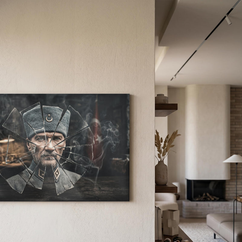 Atatürk Kırık Cam Efekti Portre Cam Tablo – Cam Tablo