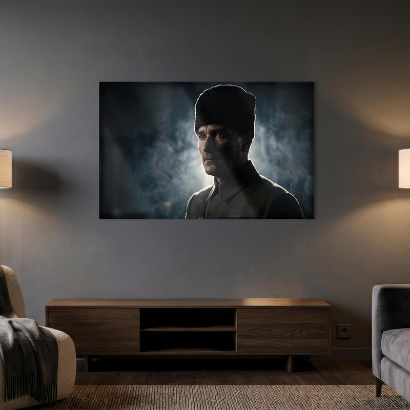 Atatürk Noir Sis Kalpak Cam Tablo – Cam Tablo