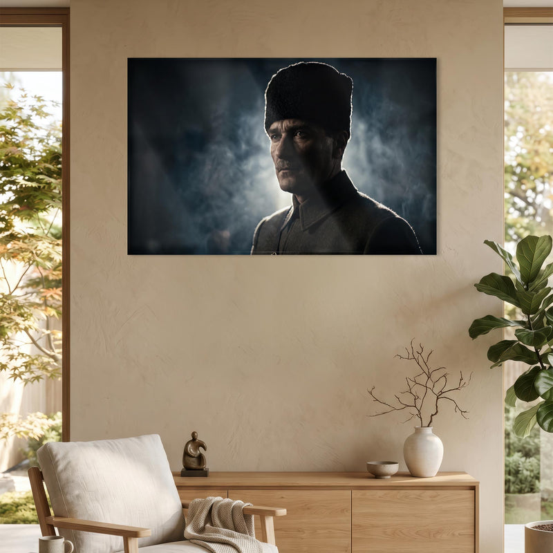 Atatürk Noir Sis Kalpak Cam Tablo – Cam Tablo