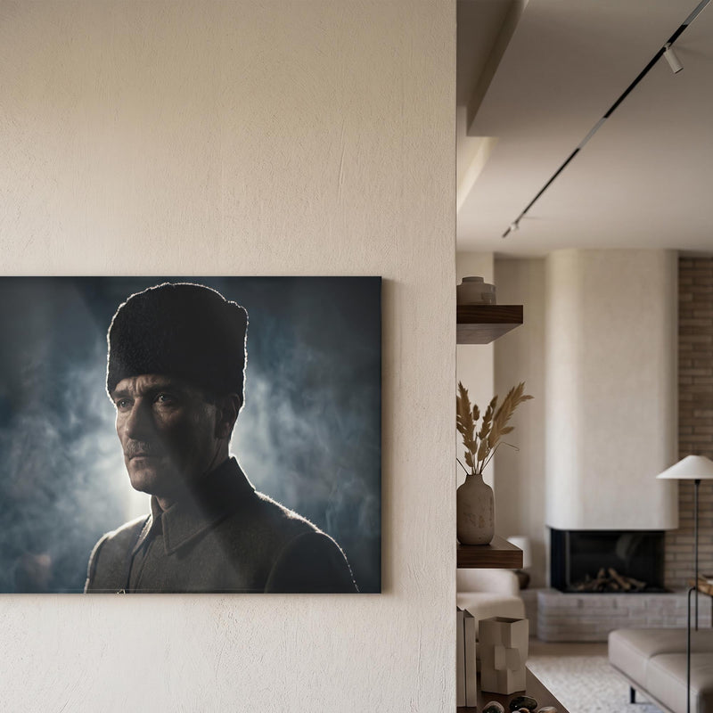 Atatürk Noir Sis Kalpak Cam Tablo – Cam Tablo
