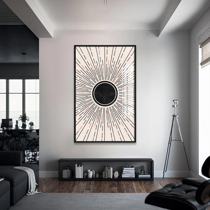 Spiral Bohem Cam Tablo – Siyah Çerçeveli Cam Tablo