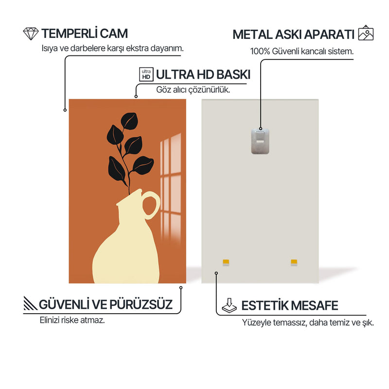 Bohem Kavisli Vazo Cam Tablo – Cam Tablo