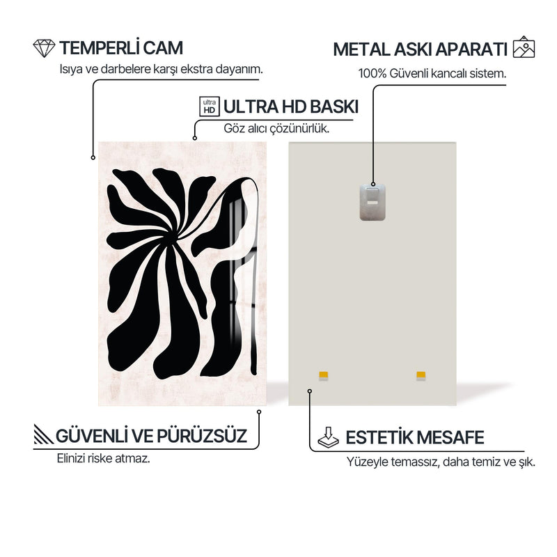 Siyah Çiçek Cam Tablo – Cam Tablo