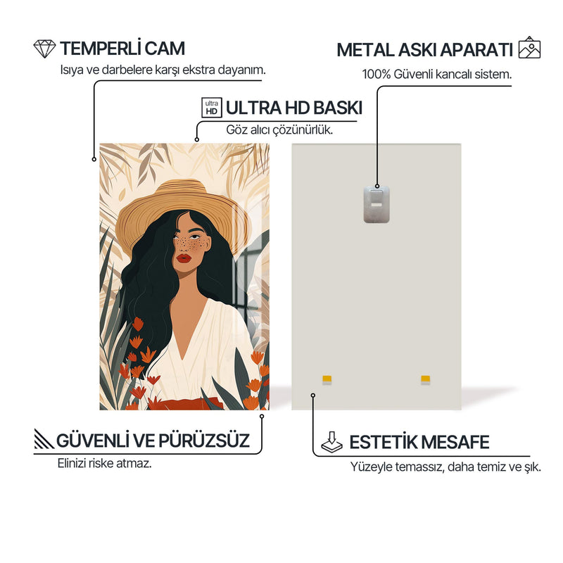 Beyaz Elbiseli Kadın Cam Tablo – Cam Tablo
