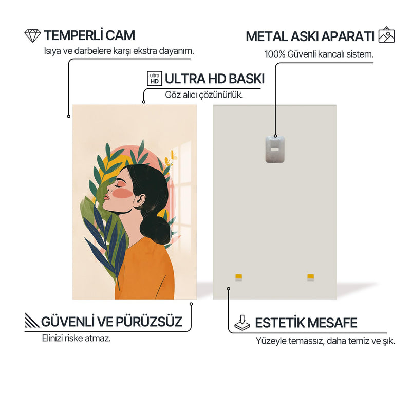 Turuncu Fırça Dingin Gözler Cam Tablo – Cam Tablo