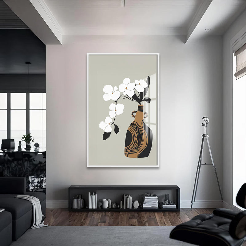 Yamaç Çiçeği Cam Tablo – Beyaz Çerçeveli Cam Tablo