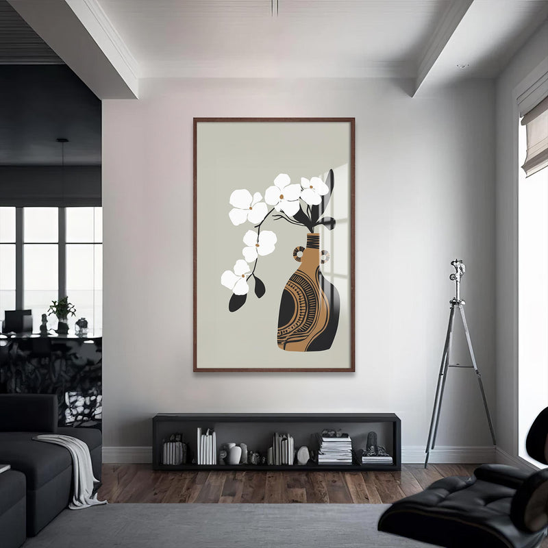 Yamaç Çiçeği Cam Tablo – Ceviz Çerçeveli Cam Tablo