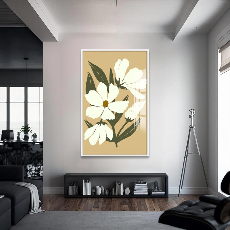 Pastel Otlak Cam Tablo – Beyaz Çerçeveli Cam Tablo