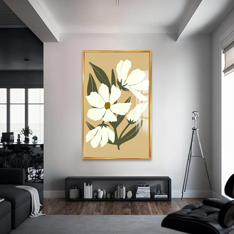 Pastel Otlak Cam Tablo – Altın Çerçeveli Cam Tablo