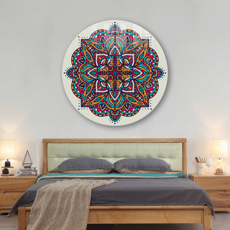 Mandala Yuvarlak Cam Tablo