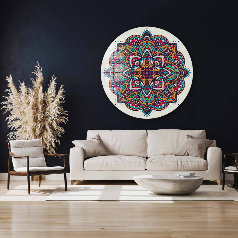 Mandala Yuvarlak Cam Tablo