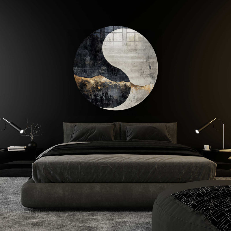 Yin Yang Yuvarlak Cam Tablo
