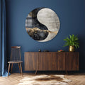 Yin Yang Yuvarlak Cam Tablo