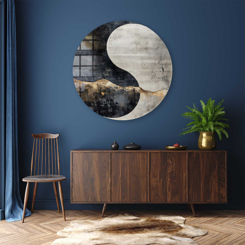 Yin Yang Yuvarlak Cam Tablo