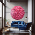 Pembe Çiçekler Yuvarlak Cam Tablo