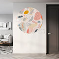 Pastel Objeler Yuvarlak Cam Tablo