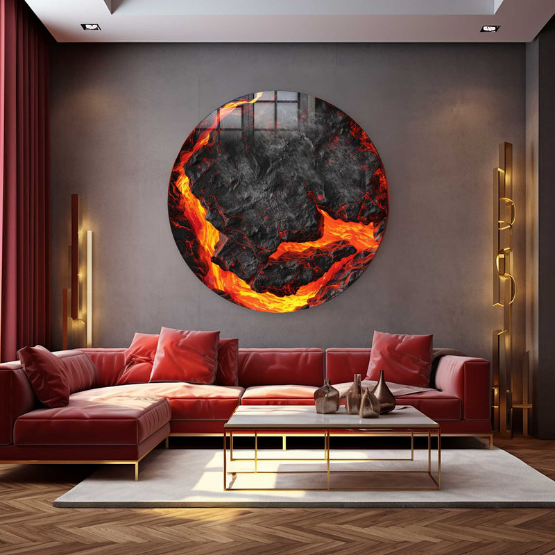 Lava Yuvarlak Cam Tablo