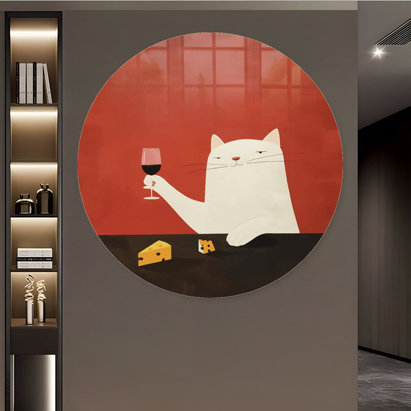 Cheers Kedi Yuvarlak Cam Tablo – Cam Tablo