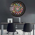 Spiral Çiçekler Yuvarlak Cam Tablo