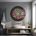 Spiral Çiçekler Yuvarlak Cam Tablo