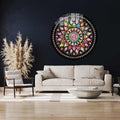 Spiral Çiçekler Yuvarlak Cam Tablo