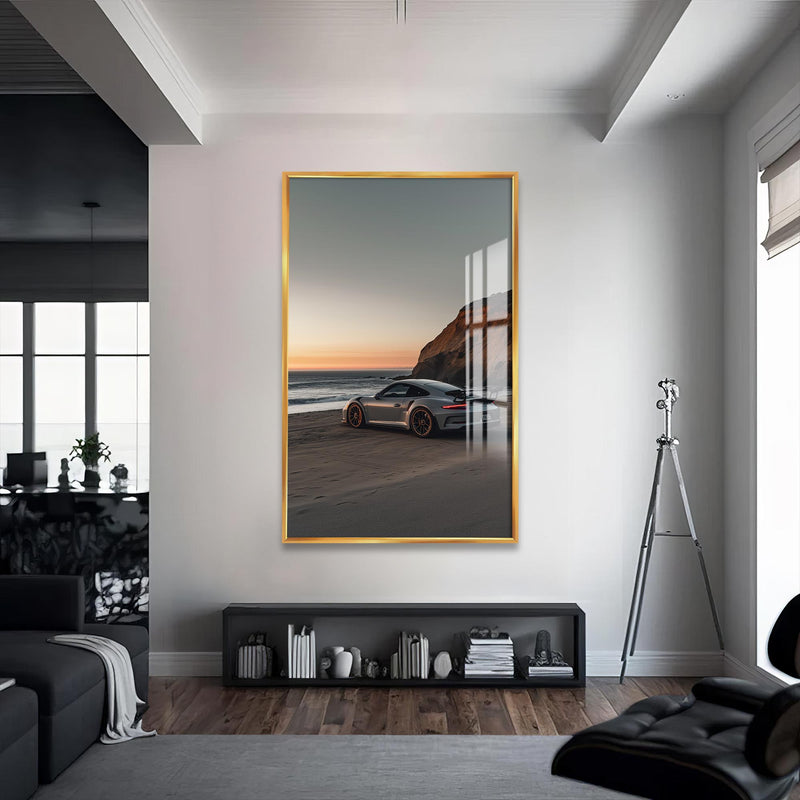 Shoreline Apex Cam Tablo – Altın Çerçeveli Cam Tablo