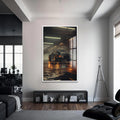 Garage Rust Cam Tablo – Beyaz Çerçeveli Cam Tablo