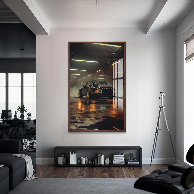 Garage Rust Cam Tablo – Ceviz Çerçeveli Cam Tablo