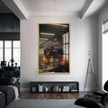 Garage Rust Cam Tablo – Altın Çerçeveli Cam Tablo