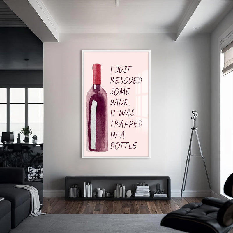Trapped Bottle Cam Tablo – Beyaz Çerçeveli Cam Tablo