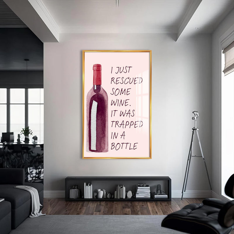 Trapped Bottle Cam Tablo – Altın Çerçeveli Cam Tablo