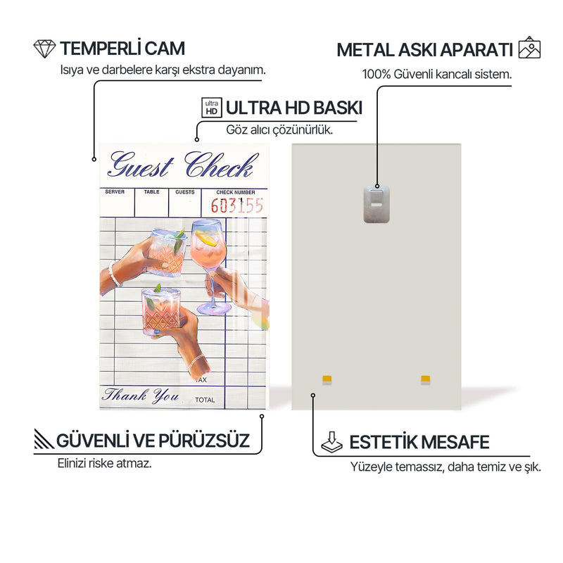 Üçlü Cheers Cam Tablo – Cam Tablo