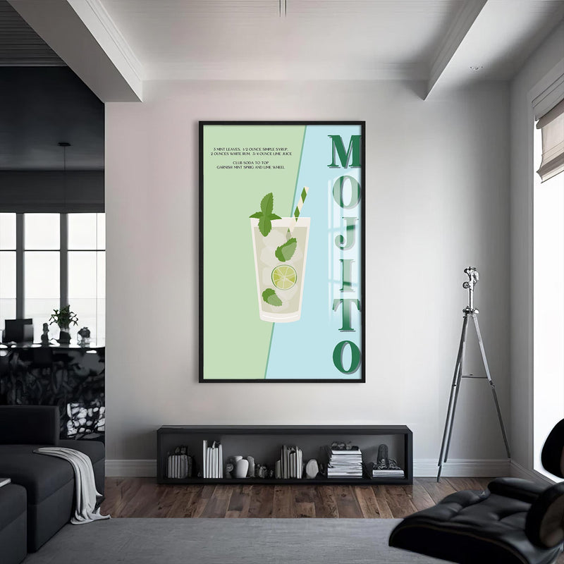 Mojito Cam Tablo – Siyah Çerçeveli Cam Tablo