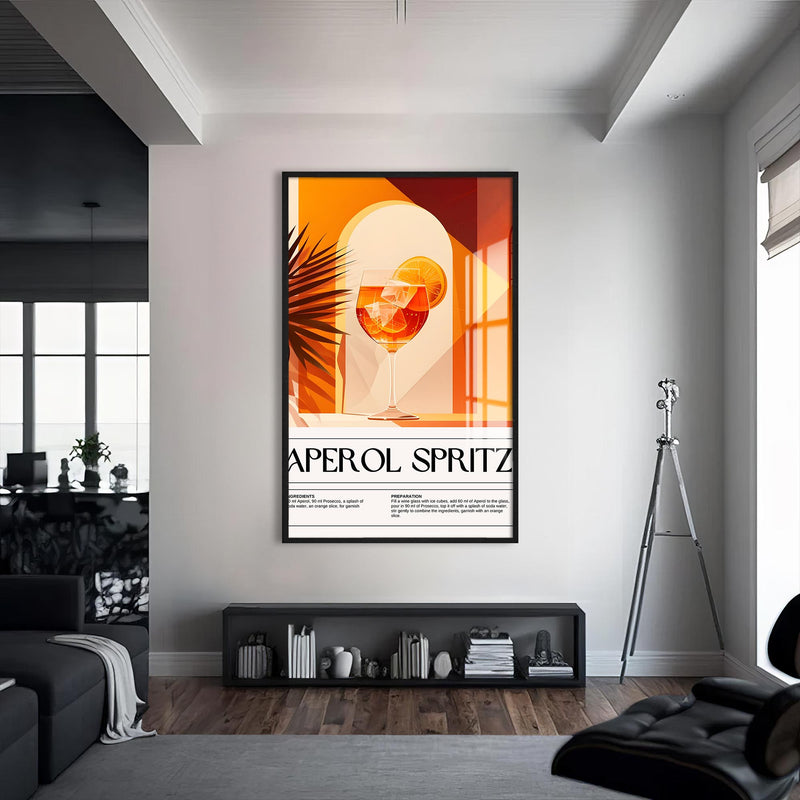 Aperol Spritz Cam Tablo – Siyah Çerçeveli Cam Tablo