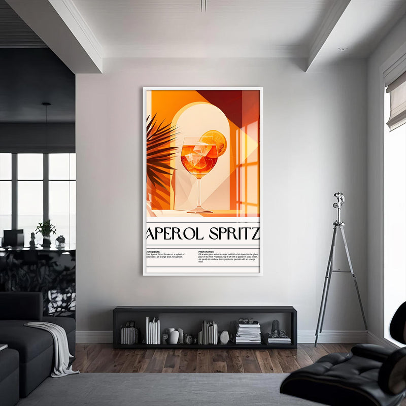 Aperol Spritz Cam Tablo – Beyaz Çerçeveli Cam Tablo