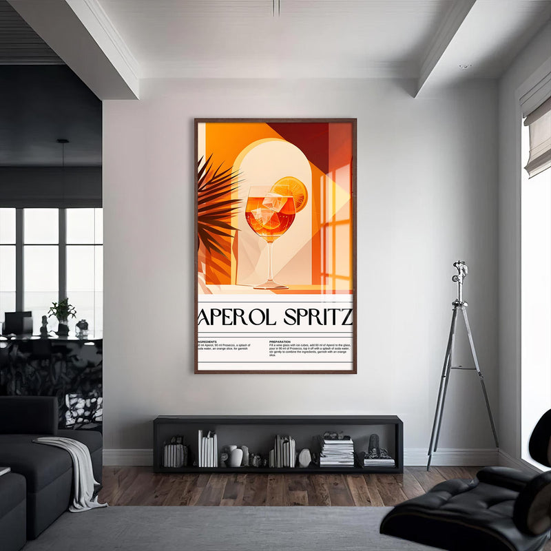 Aperol Spritz Cam Tablo – Ceviz Çerçeveli Cam Tablo