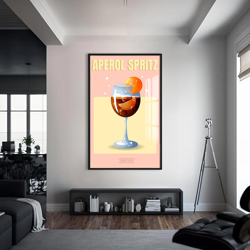 Aperol Spritz Cam Tablo – Siyah Çerçeveli Cam Tablo