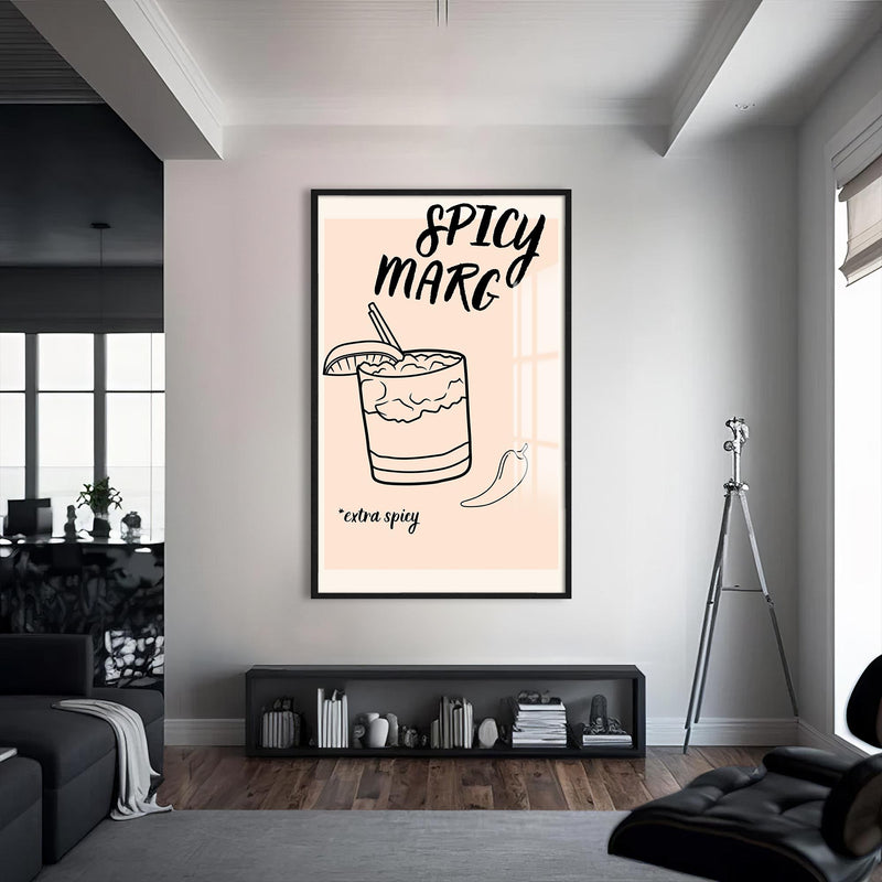 Spicy Marg Cam Tablo – Siyah Çerçeveli Cam Tablo