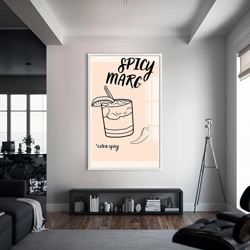 Spicy Marg Cam Tablo – Beyaz Çerçeveli Cam Tablo