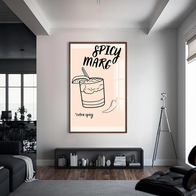 Spicy Marg Cam Tablo – Ceviz Çerçeveli Cam Tablo