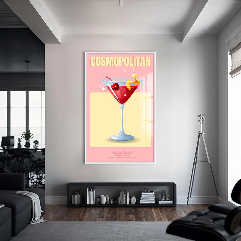 Cosmopolitan Cam Tablo – Beyaz Çerçeveli Cam Tablo