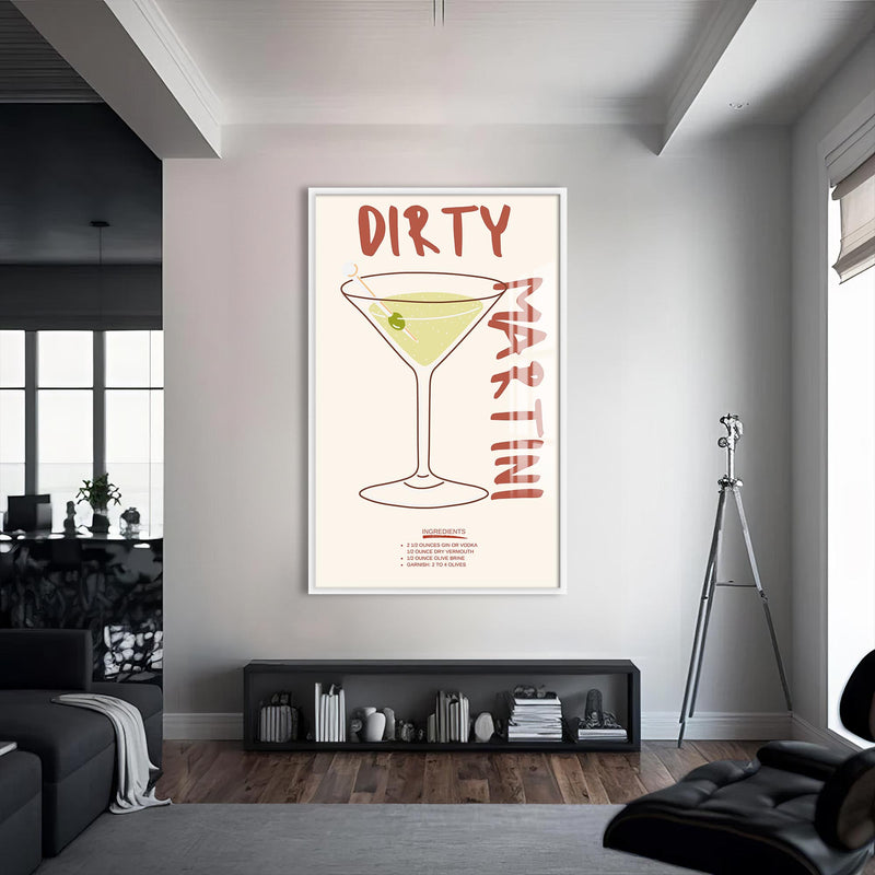 Dirty Martini Cam Tablo – Beyaz Çerçeveli Cam Tablo