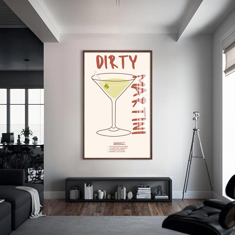 Dirty Martini Cam Tablo – Ceviz Çerçeveli Cam Tablo