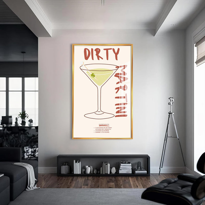 Dirty Martini Cam Tablo – Altın Çerçeveli Cam Tablo