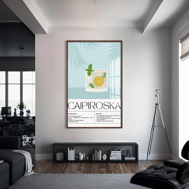 Caipiroska Cam Tablo – Ceviz Çerçeveli Cam Tablo