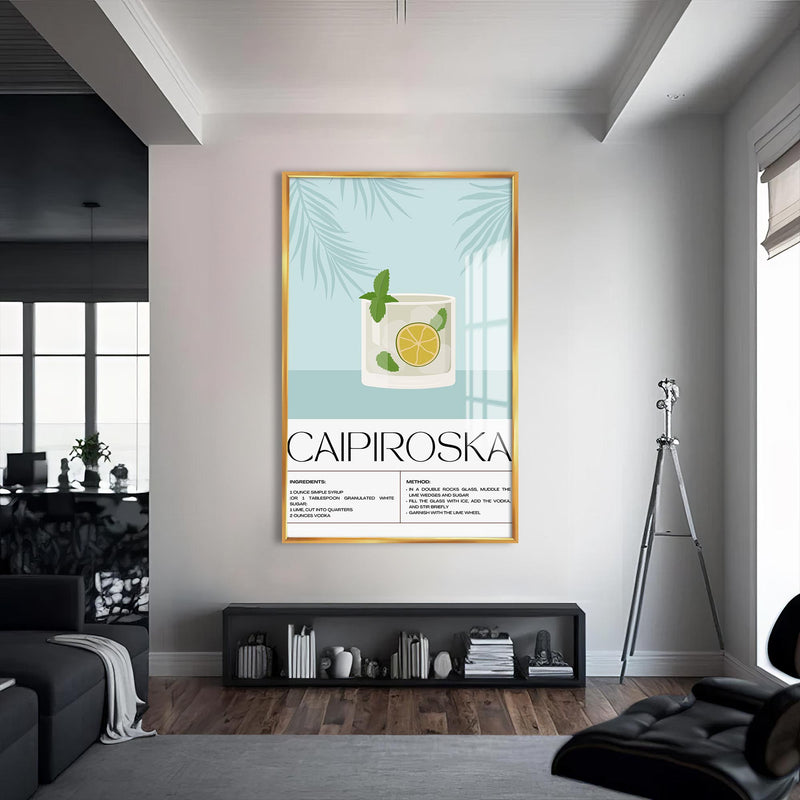 Caipiroska Cam Tablo – Altın Çerçeveli Cam Tablo