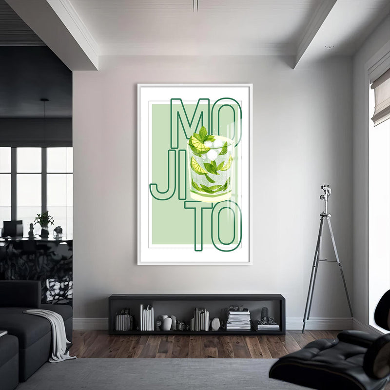 Mojito Cam Tablo – Beyaz Çerçeveli Cam Tablo