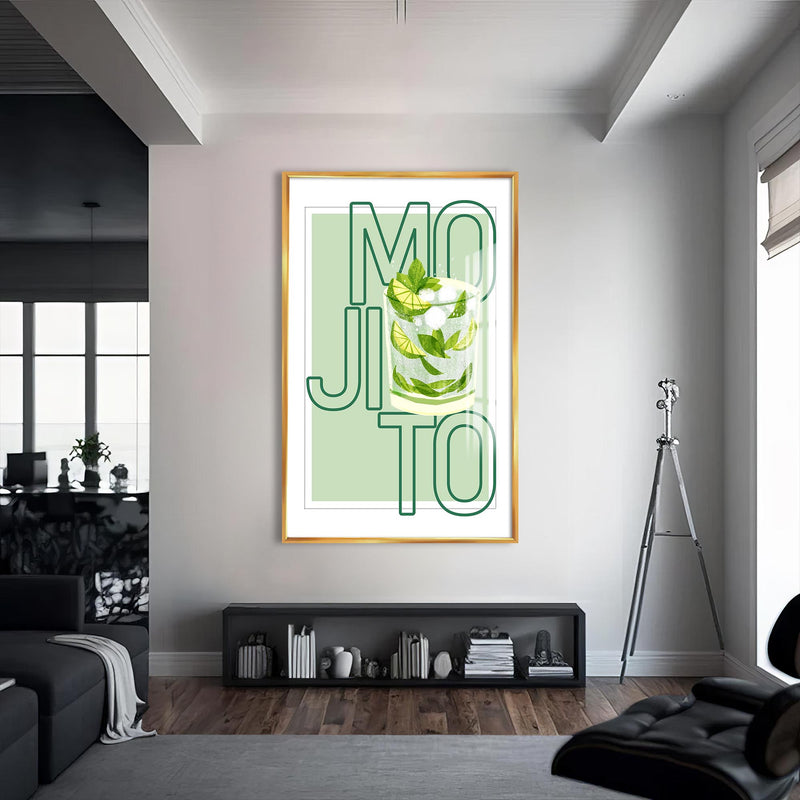Mojito Cam Tablo – Altın Çerçeveli Cam Tablo
