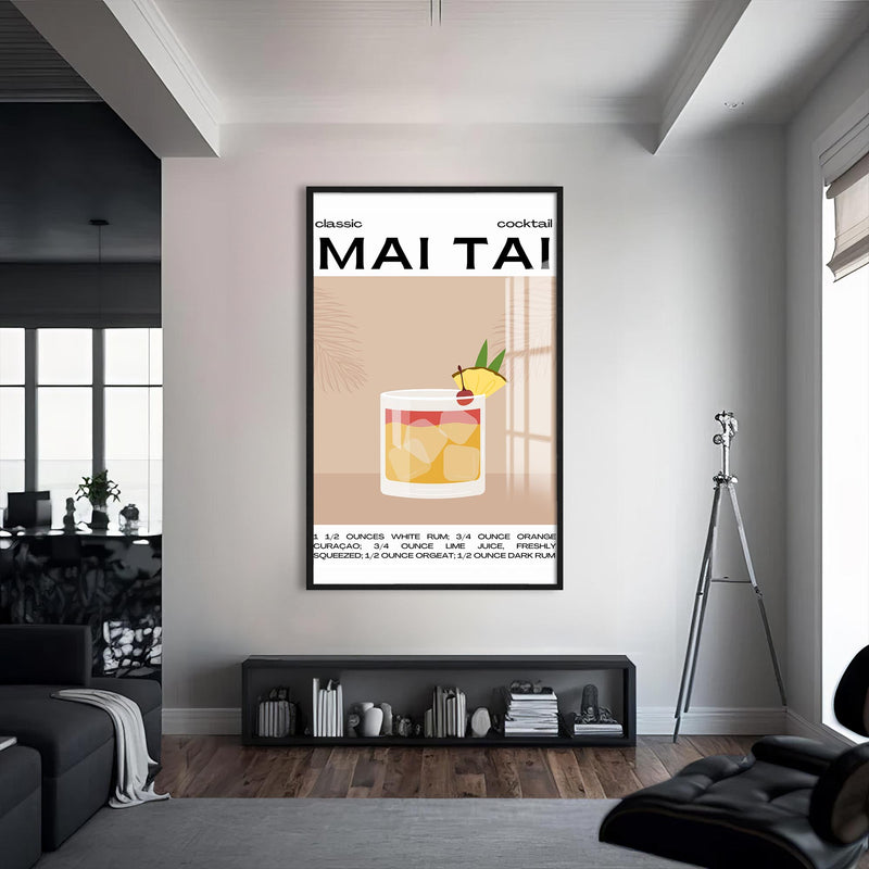 Mai Tai Cam Tablo – Siyah Çerçeveli Cam Tablo