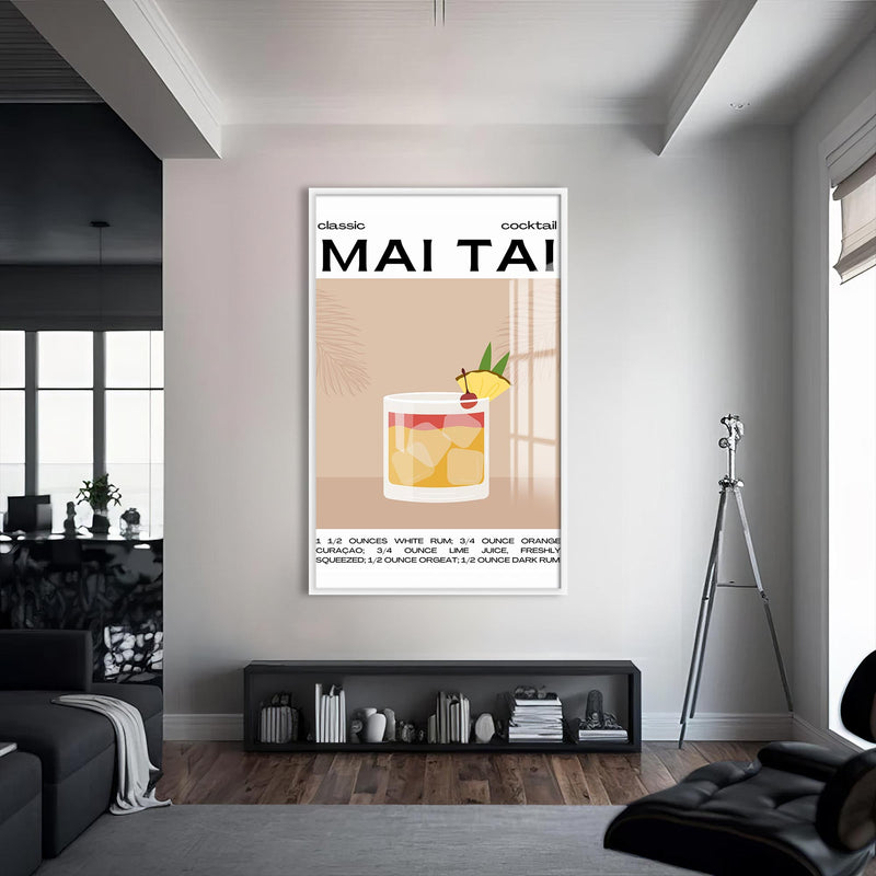 Mai Tai Cam Tablo – Beyaz Çerçeveli Cam Tablo